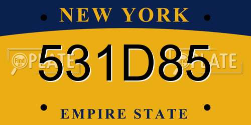 531D85 New York License Plate