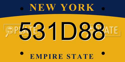 531D88 New York License Plate