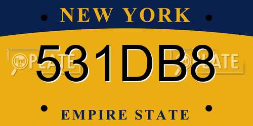 531DB8 New York License Plate