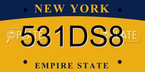 531DS8 New York License Plate