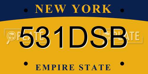 531DSB New York License Plate