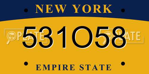 531O58 New York License Plate