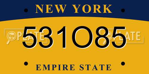 531O85 New York License Plate