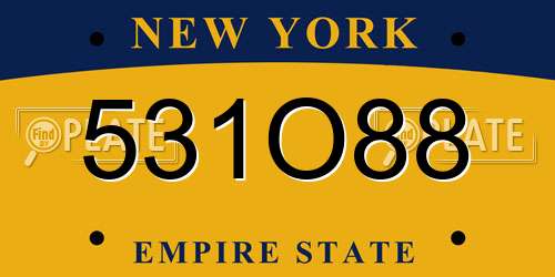 531O88 New York License Plate