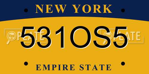 531OS5 New York License Plate
