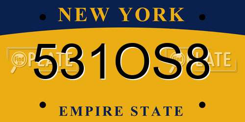 531OS8 New York License Plate