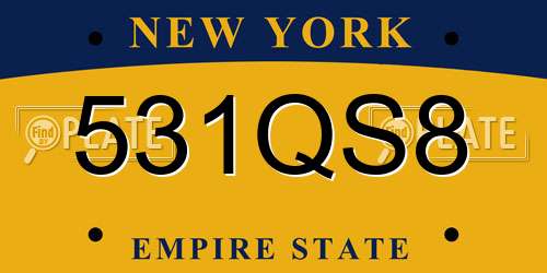 531QS8 New York License Plate