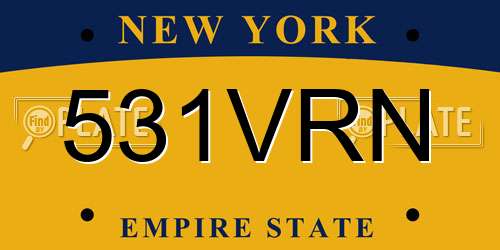 531VRN New York License Plate