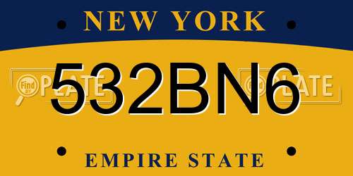 532BN6 New York License Plate