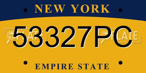 53327PC New York License Plate