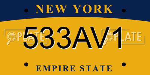 533AV1 New York License Plate