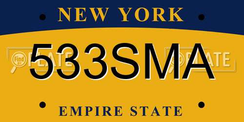 533SMA New York License Plate
