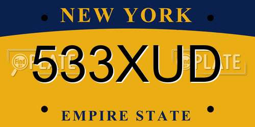 533XUD New York License Plate