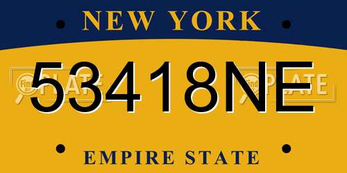 53418NE New York License Plate