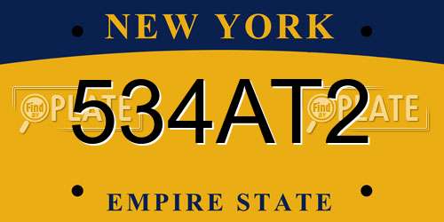534AT2 New York License Plate