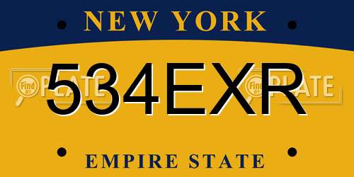 534EXR New York License Plate