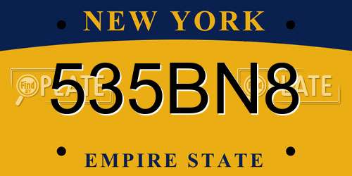 535BN8 New York License Plate