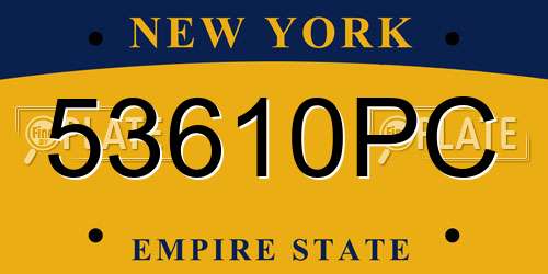 53610PC New York License Plate