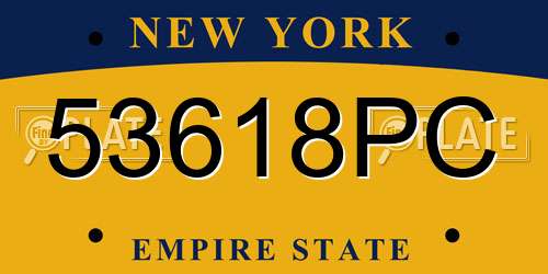 53618PC New York License Plate