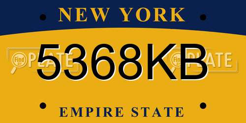 5368KB New York License Plate