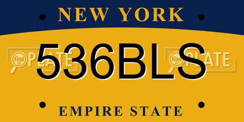 536BLS New York License Plate