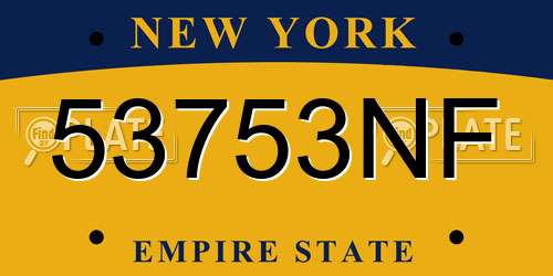 53753NF New York License Plate