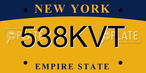 538KVT New York License Plate