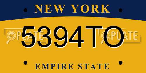 5394TO New York License Plate