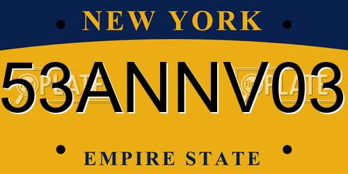 53ANNV03 New York License Plate
