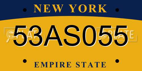 53AS055 New York License Plate