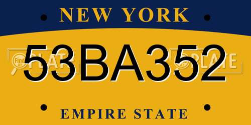 53BA352 New York License Plate