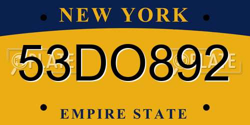 53DO892 New York License Plate