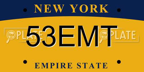 53EMT New York License Plate