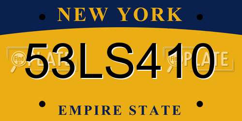 53LS410 New York License Plate