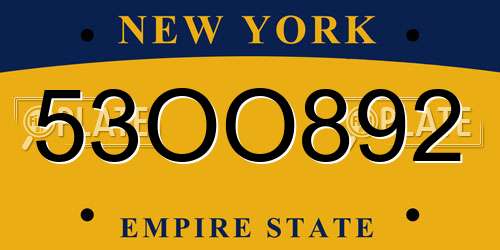 53OO892 New York License Plate