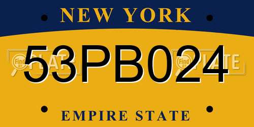53PB024 New York License Plate