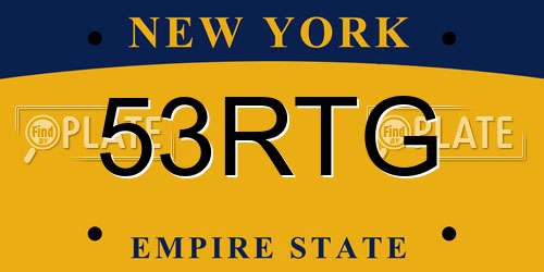53RTG New York License Plate