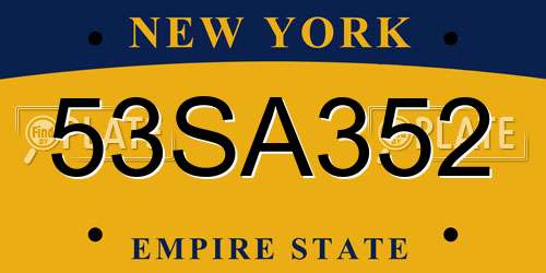 53SA352 New York License Plate