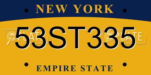 53ST335 New York License Plate