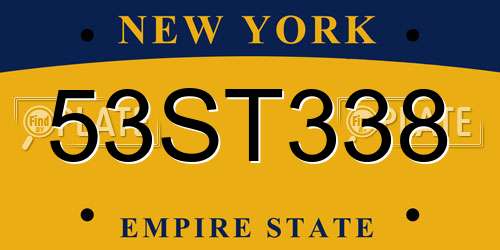 53ST338 New York License Plate
