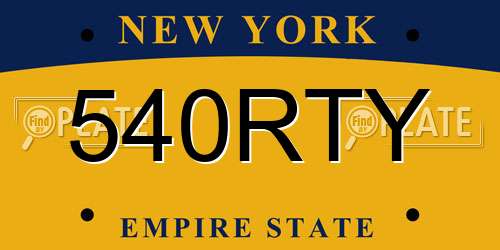 540RTY New York License Plate