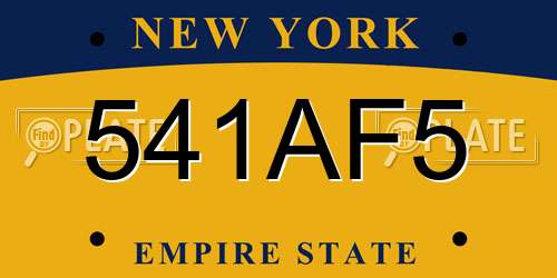 541AF5 New York License Plate