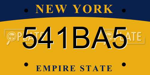 541BA5 New York License Plate
