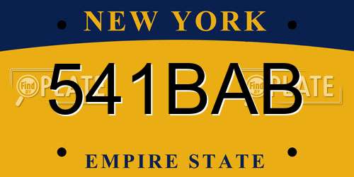 541BAB New York License Plate