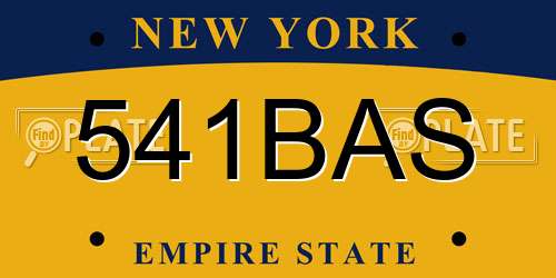541BAS New York License Plate