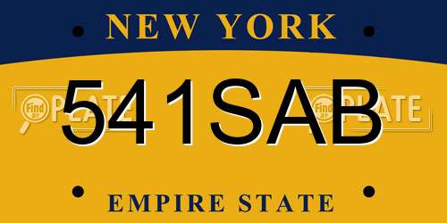 541SAB New York License Plate