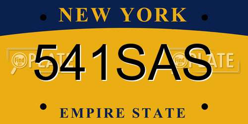 541SAS New York License Plate