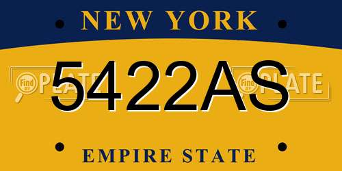 5422AS New York License Plate