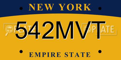 542MVT New York License Plate