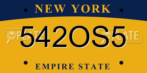 542OS5 New York License Plate